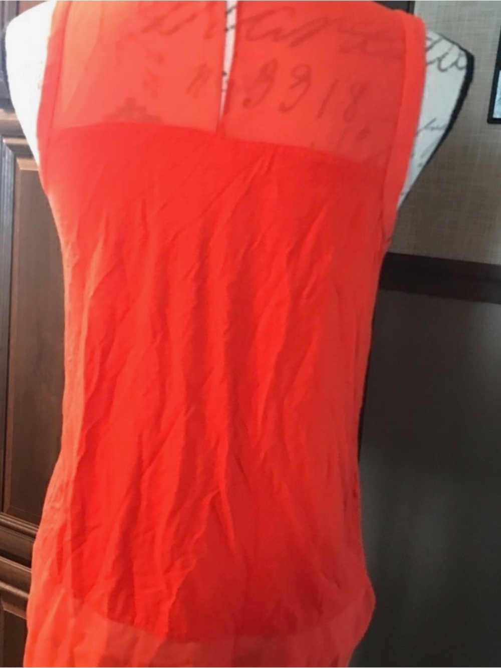 Vince Camuto Bright Red Sleeveless Layered Chiffon Top - Picture 9 of 10